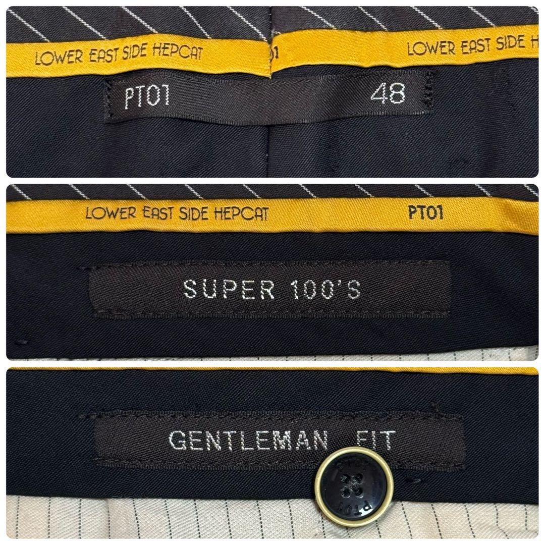 PT01 SUPER 100'S ウールスラックスパンツ マイクロチェック 48