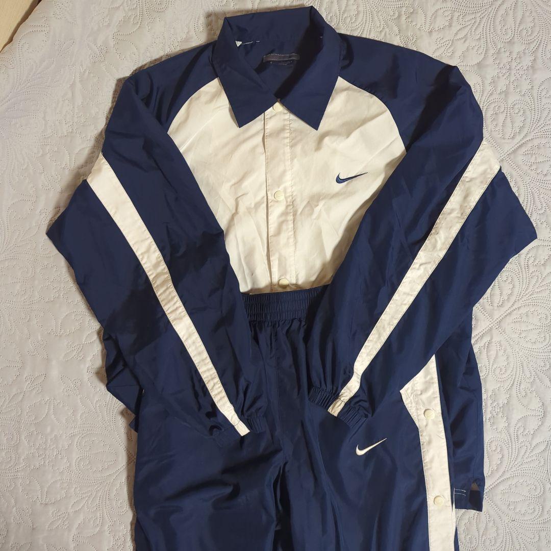 00s　ナイキ　トレーニングフェア　上下　XL　ジャージ　バスケ　部活　白　紺