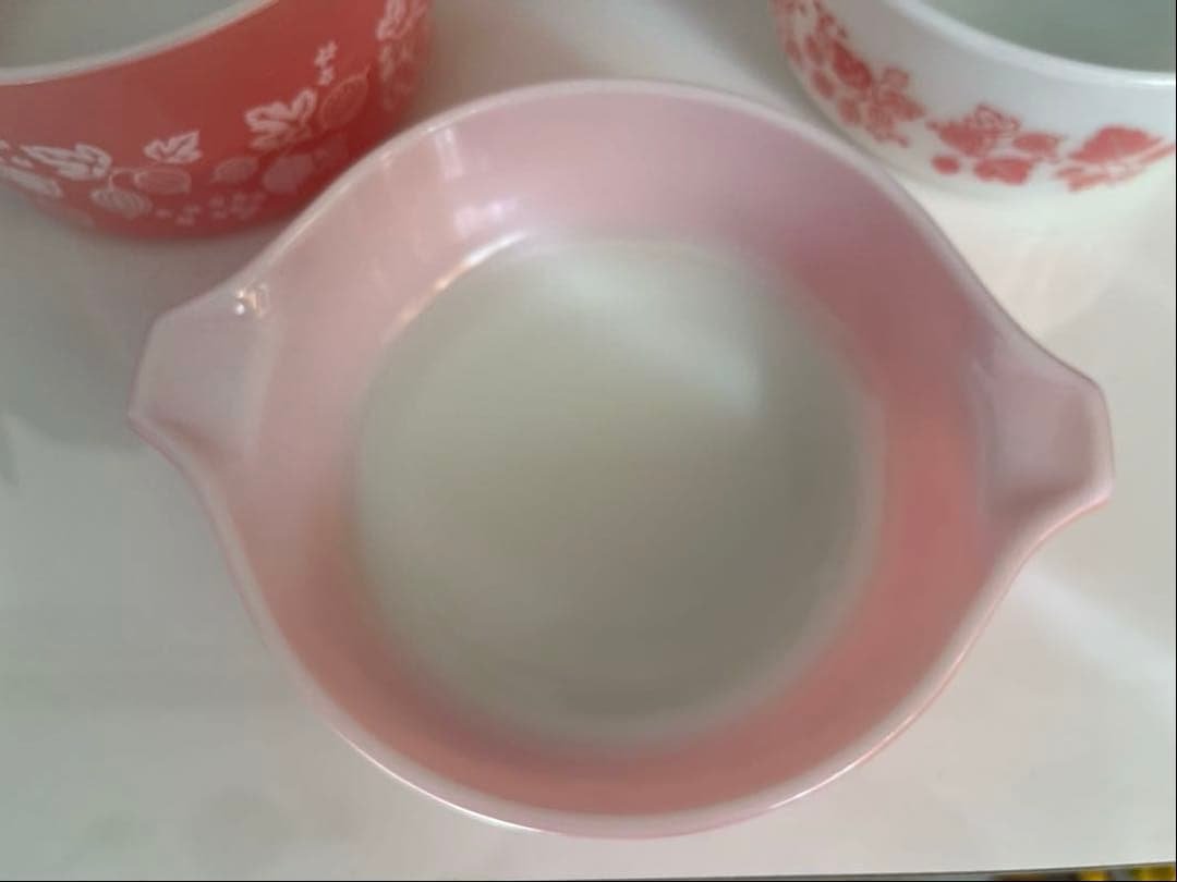 PYREX パイレックス　グースベリー　キャセロール3点　ピンク　耐熱ガラス