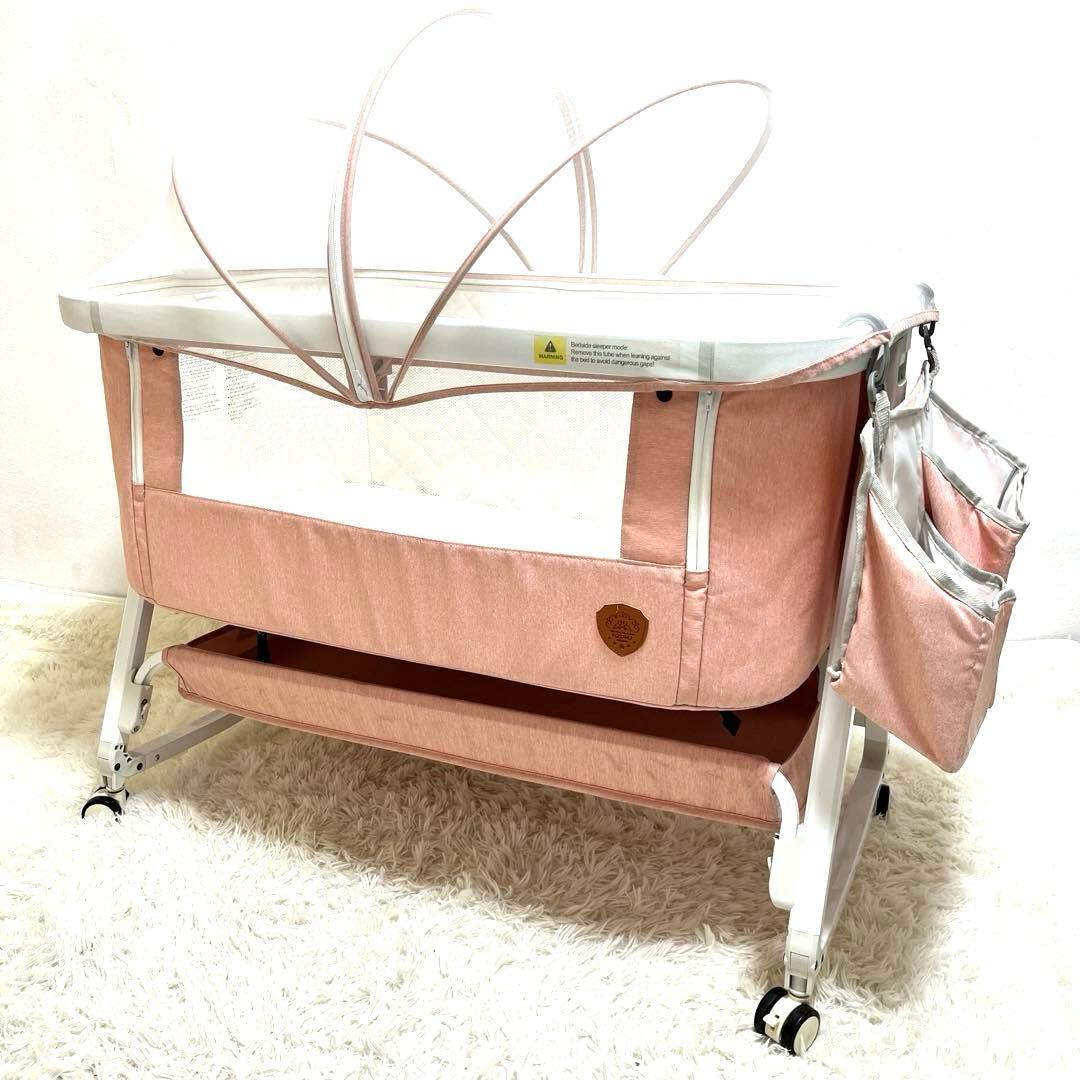 HZDMJ 折りたたみ ベビーベッド ピンク