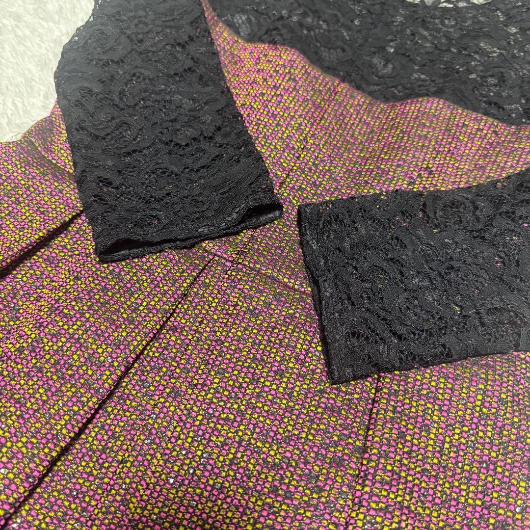 グレースコンチネンタル ジャガード ツイード ラメ レースワンピース 定価5.8