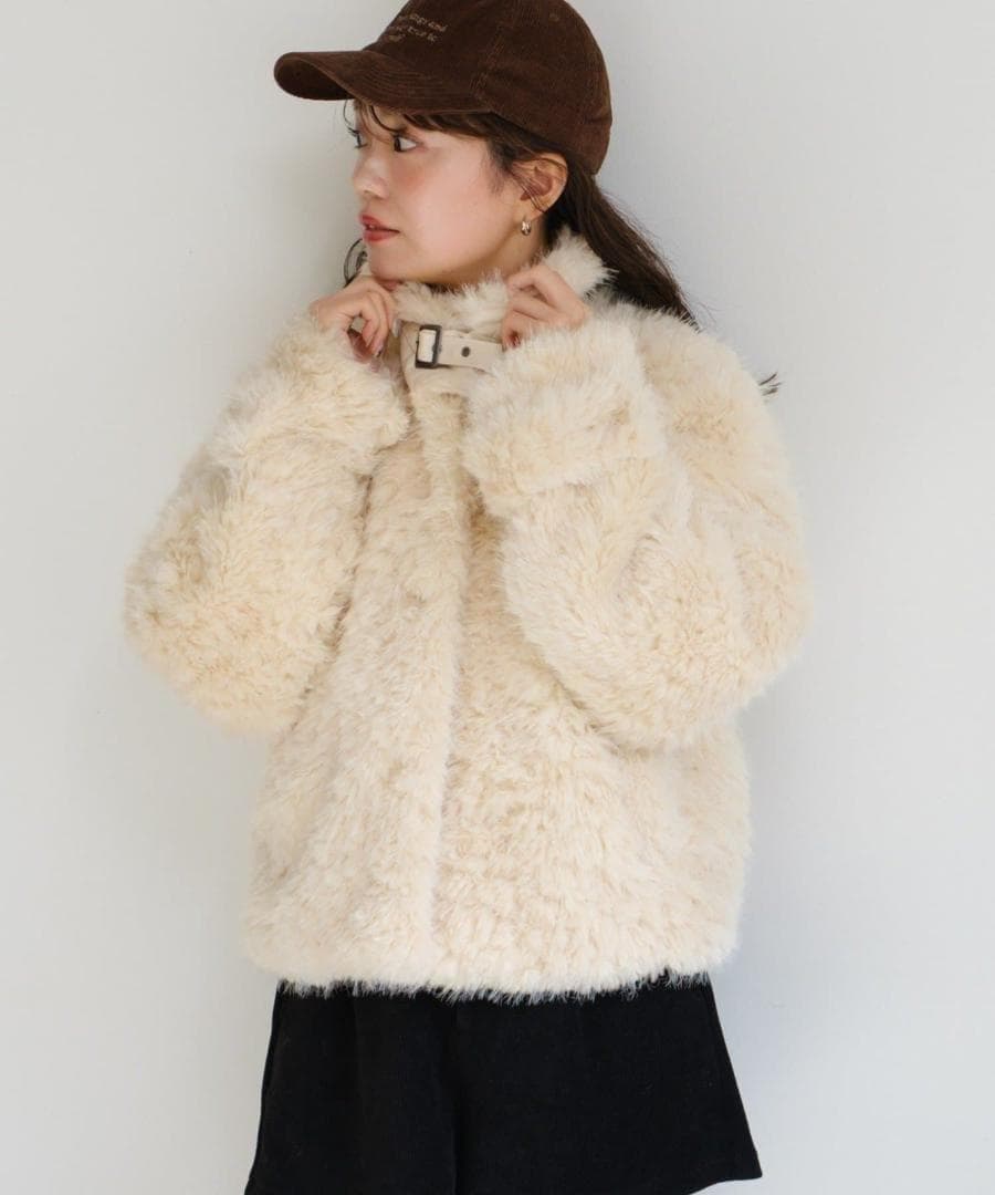 即日発送 入手困難 新品 Kastane カールミドルファーコート アイボリー