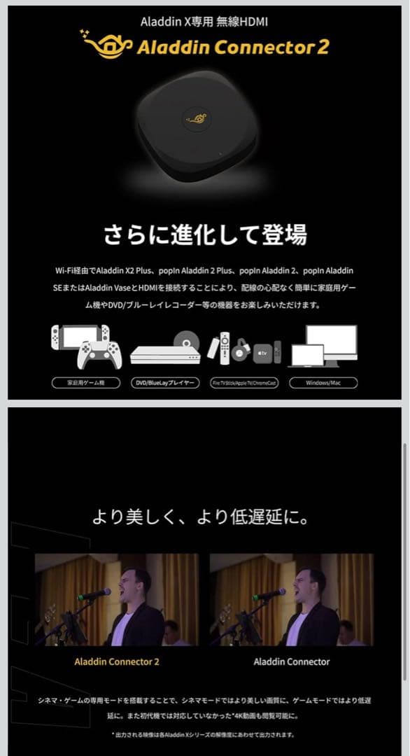 AladdinX2 plus 投影シーリングライト　ワイヤレスHDMI送信機付き