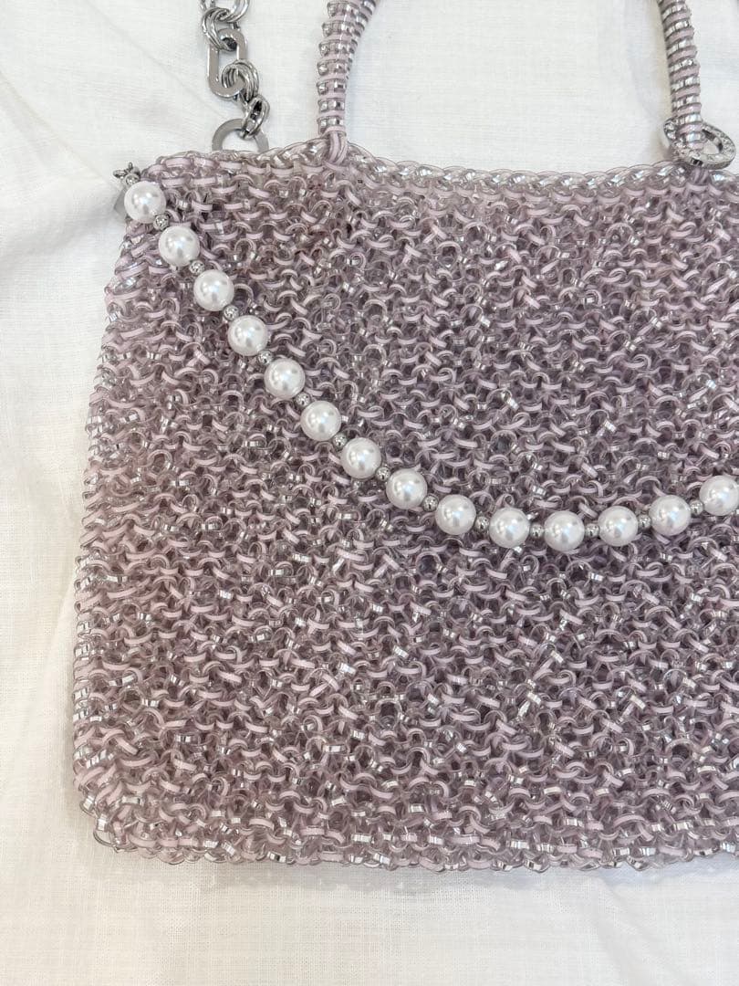 ANTEPRIMA♡ミディアム＋パールチャーム パウダリーピンクシルバー バッグ