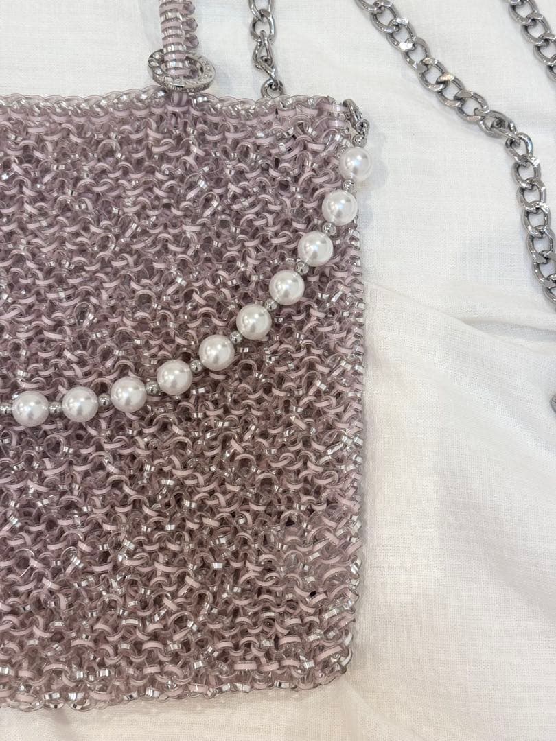 ANTEPRIMA♡ミディアム＋パールチャーム パウダリーピンクシルバー バッグ