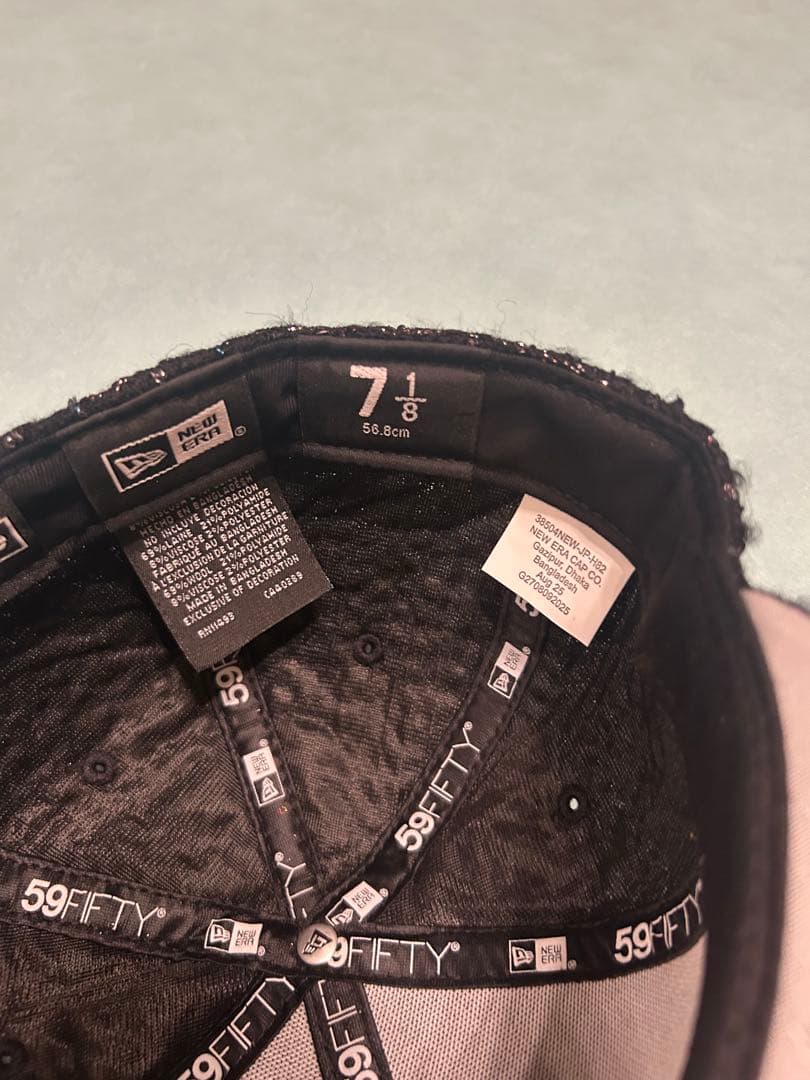 Supreme 黒 キャップ ツイード風