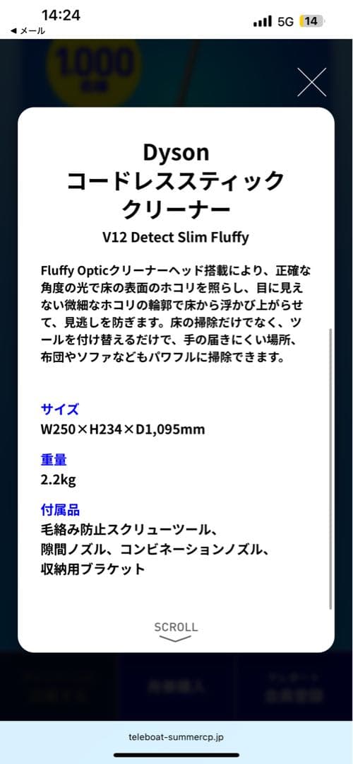 Dyson コードレススティック　V12 Detect Slim Fluffy