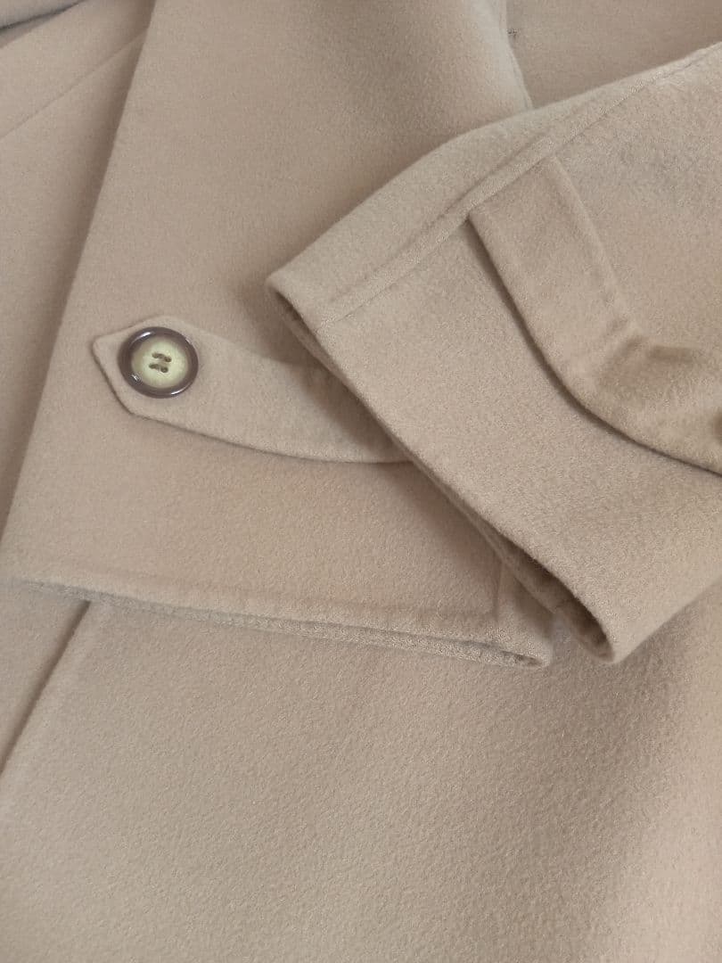 【匿名】大きいサイズカシミヤ100%ロングコートベージュダブル★バーバリー