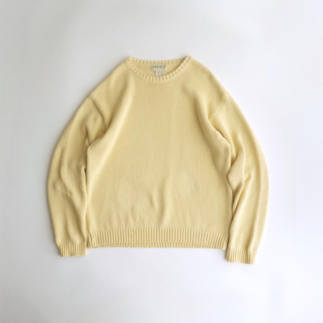 Eddie Bauer 90s クルーネックコットンニット 黄 L.