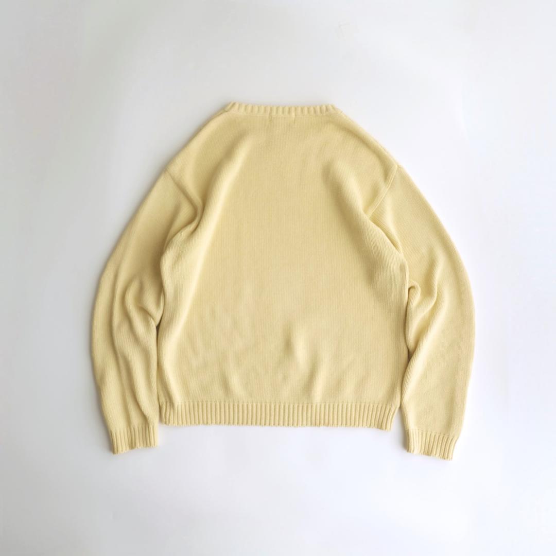 Eddie Bauer 90s クルーネックコットンニット 黄 L.