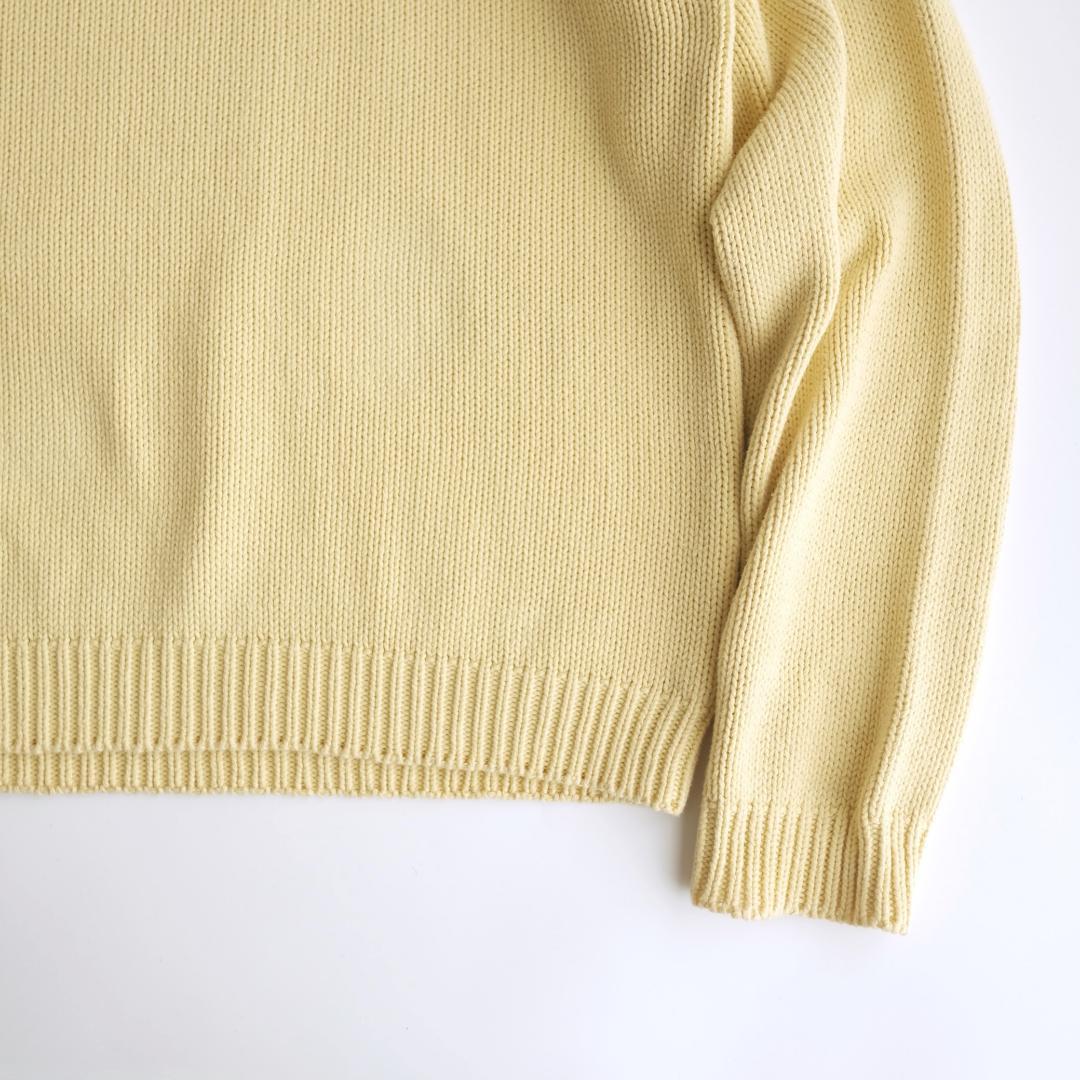 Eddie Bauer 90s クルーネックコットンニット 黄 L.