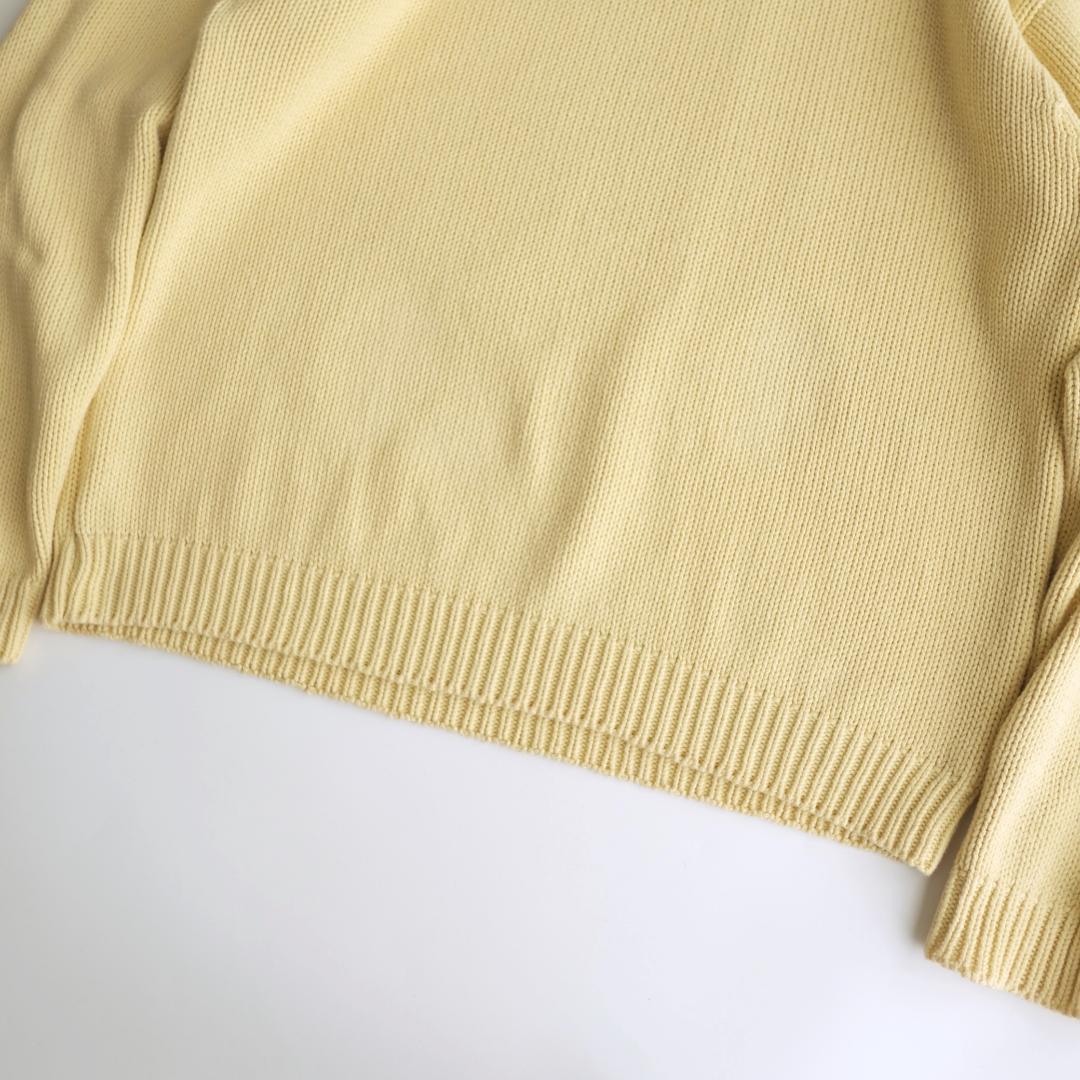 Eddie Bauer 90s クルーネックコットンニット 黄 L.