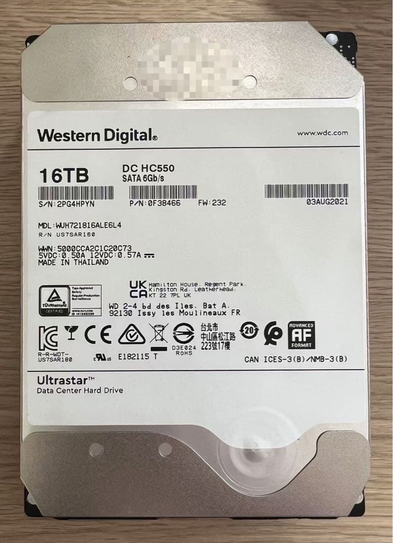 [2個セット 32TB] 大容量HDD WD 16TB HC550 3.5インチ