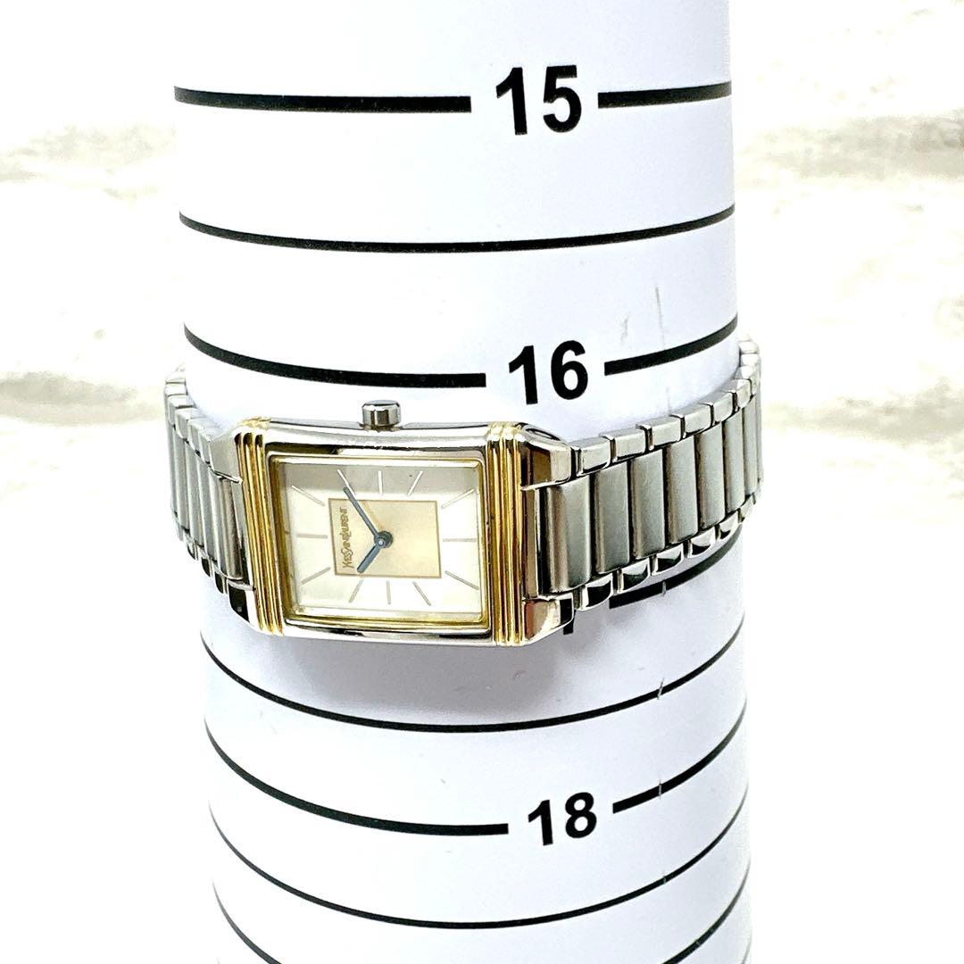 新品電池 稼働 イブサンローラン レディース腕時計 スクエア青針 付属品あり