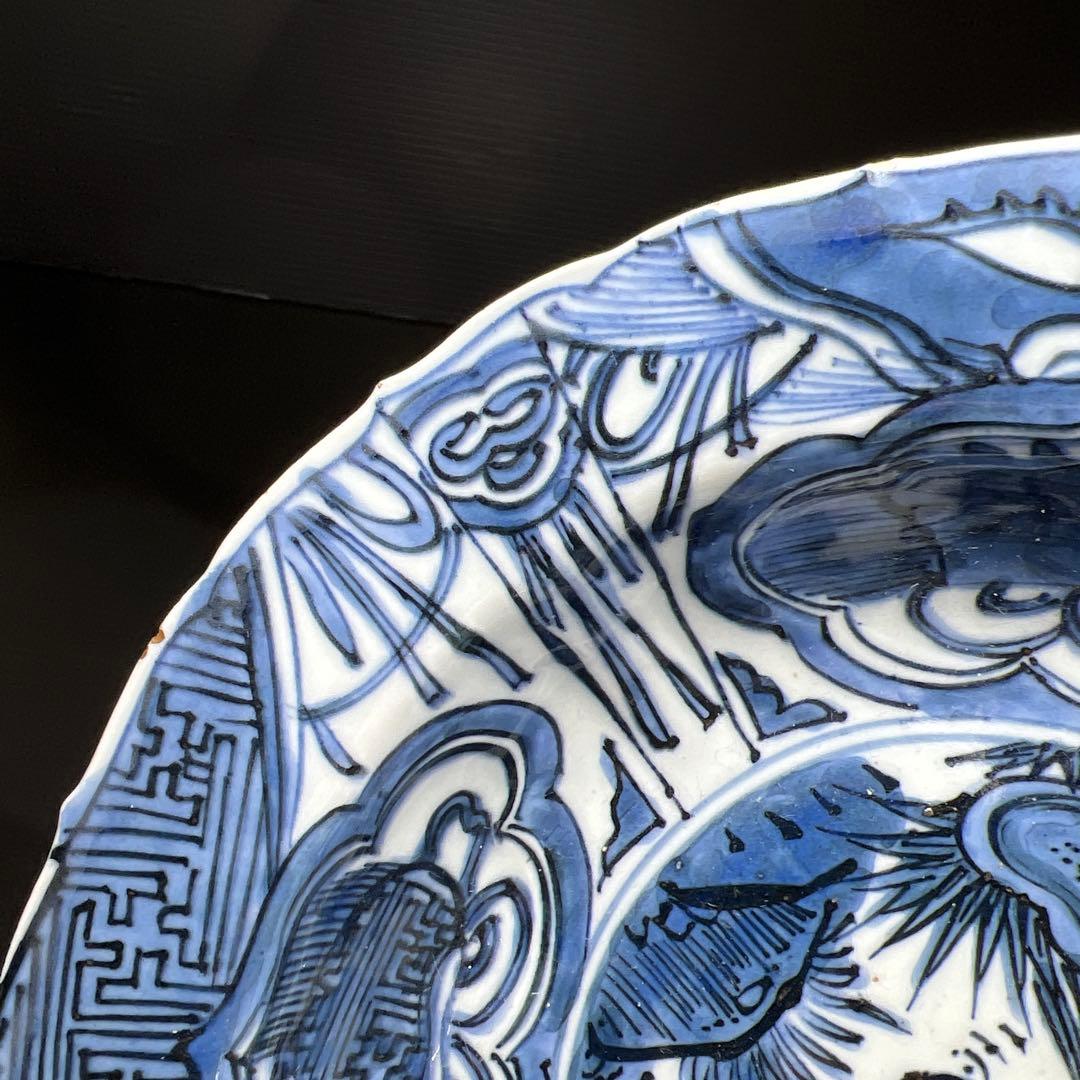 中国明時代　古染付兜鉢　口径約21.5㎝　東Y7-1202☆2Fタサオ