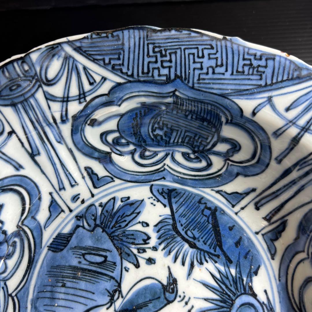 中国明時代　古染付兜鉢　口径約21.5㎝　東Y7-1202☆2Fタサオ