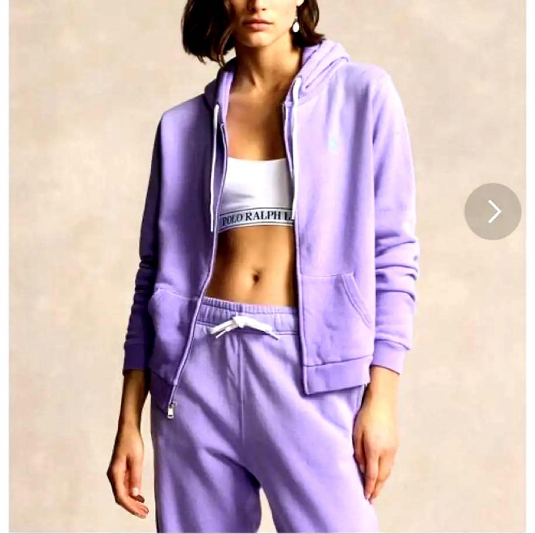 ポロラルフローレンコットン フリース フルジップ フーディ　パープル　サイズM