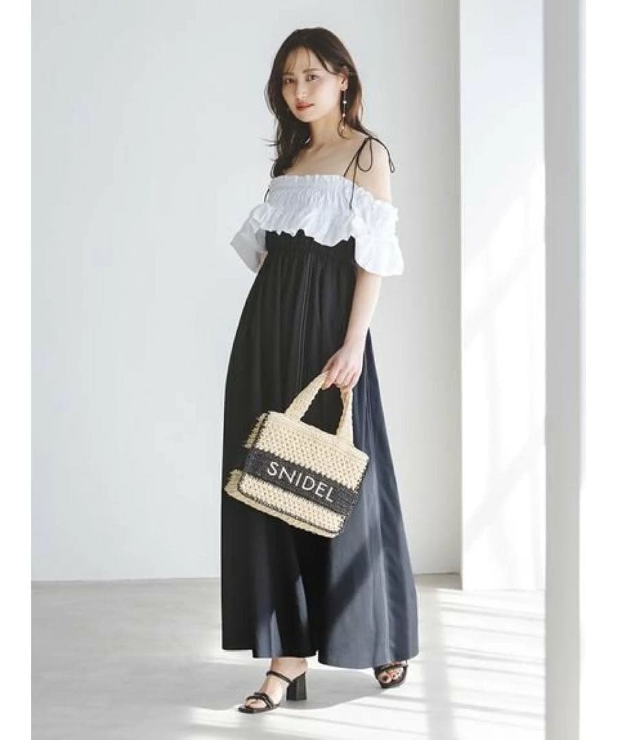snidel スナイデル 柄編みロゴトートバッグ