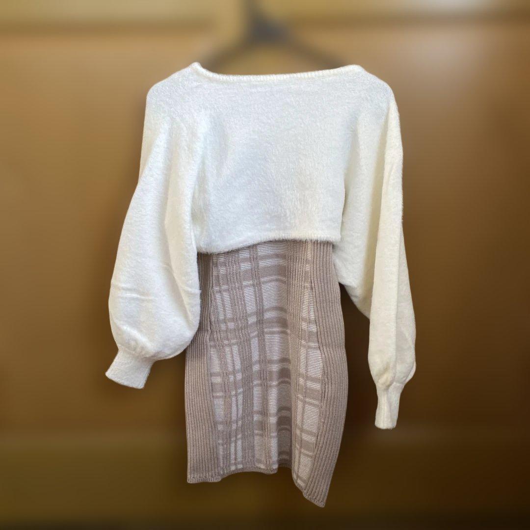 【美品】LIPSERVICE リボンフェザーアンサンブルニットワンピース