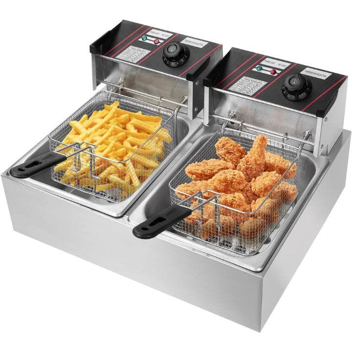 【新品未使用】電気フライヤー 業務用 二槽式 12L 大容量 卓上フライヤー