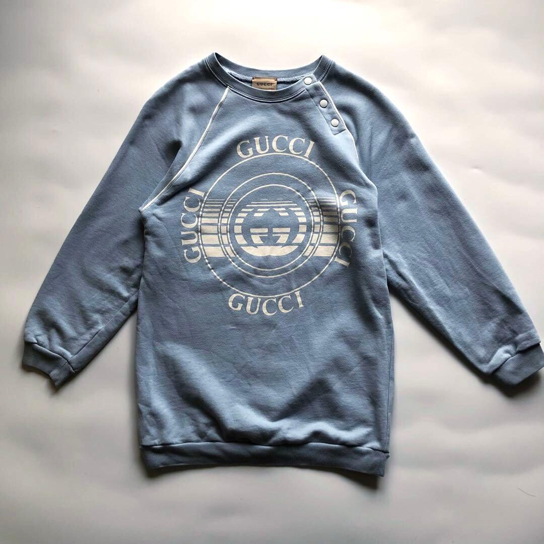★美品★GUCCI ロゴスウェット ブルー ヴィンテージ ラグラン 現行
