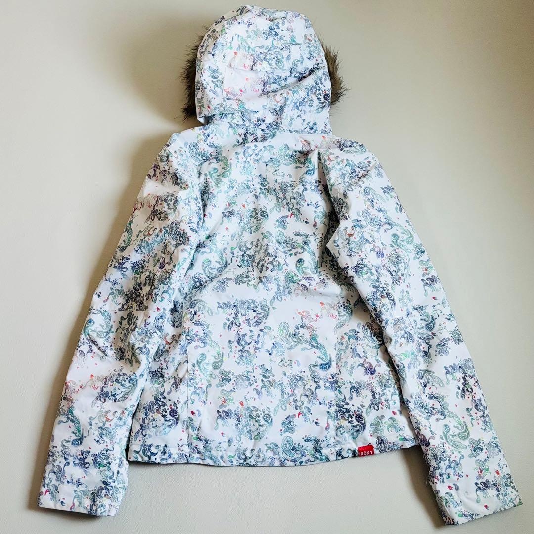 2573【美品】ROXY スノボウェア レディース ジャケット ペイズリー柄 白