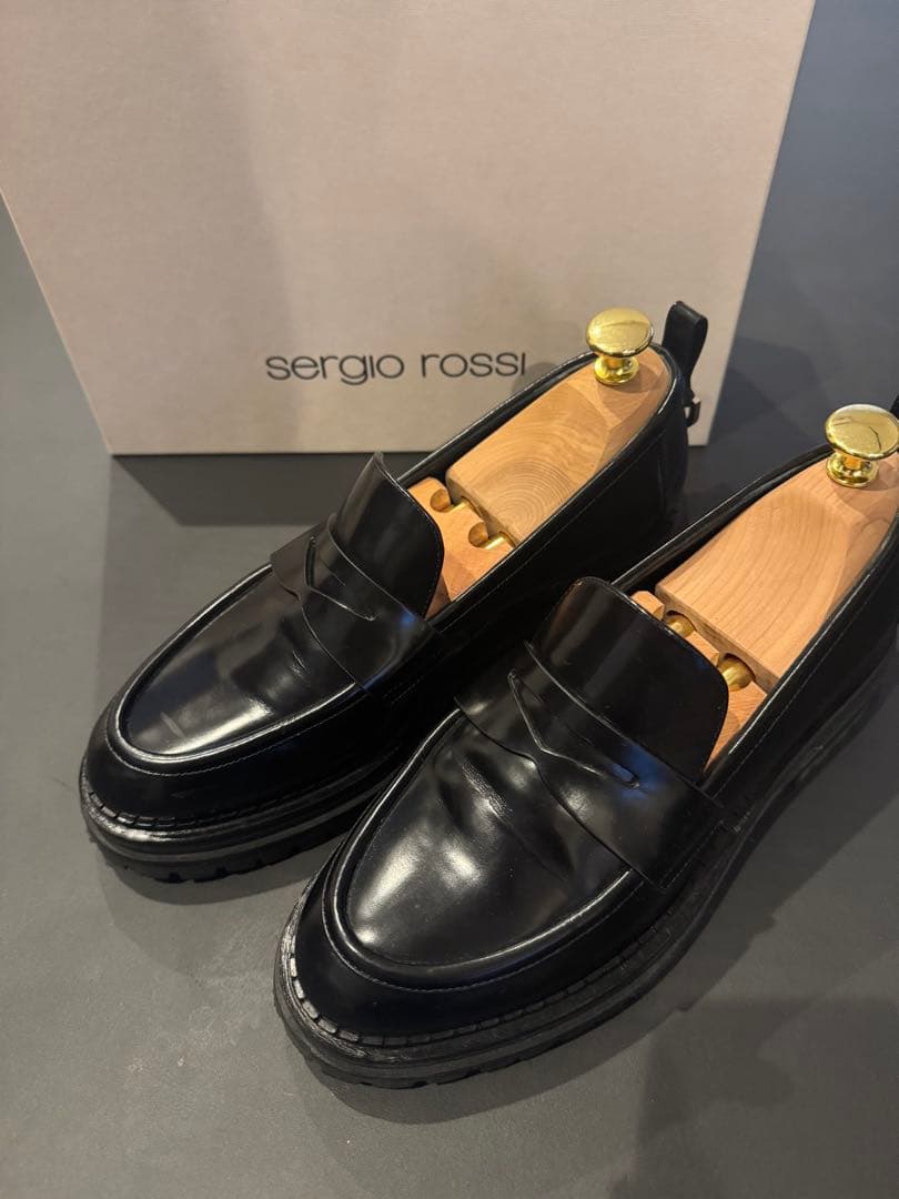 【connie様】sergio rossi ブラックレザー ローファー