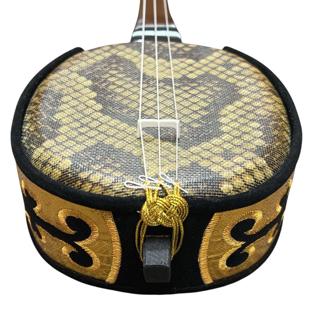 沖縄三線 中型 三味線 人工革 合皮 ヘビ柄 民族楽器 弦楽器