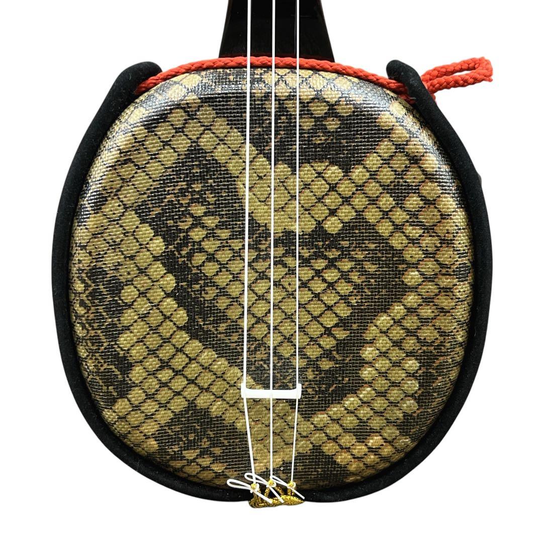 沖縄三線 中型 三味線 人工革 合皮 ヘビ柄 民族楽器 弦楽器