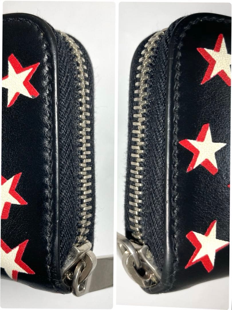 サンローラン　スター　星　レザー　ラウンドファスナー　ケース　カードケース