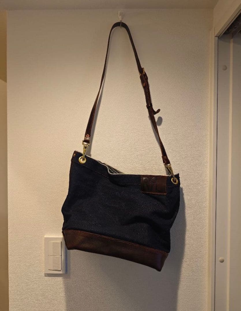 RRL デニムショルダーバッグ レザー
