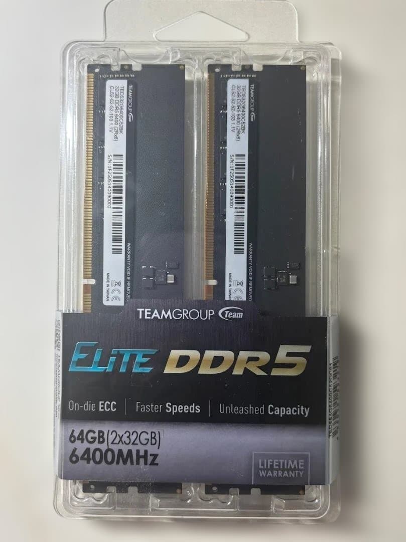 TEAMGROUP ELITE DDR5 64GB 6400MHz 新品未使用