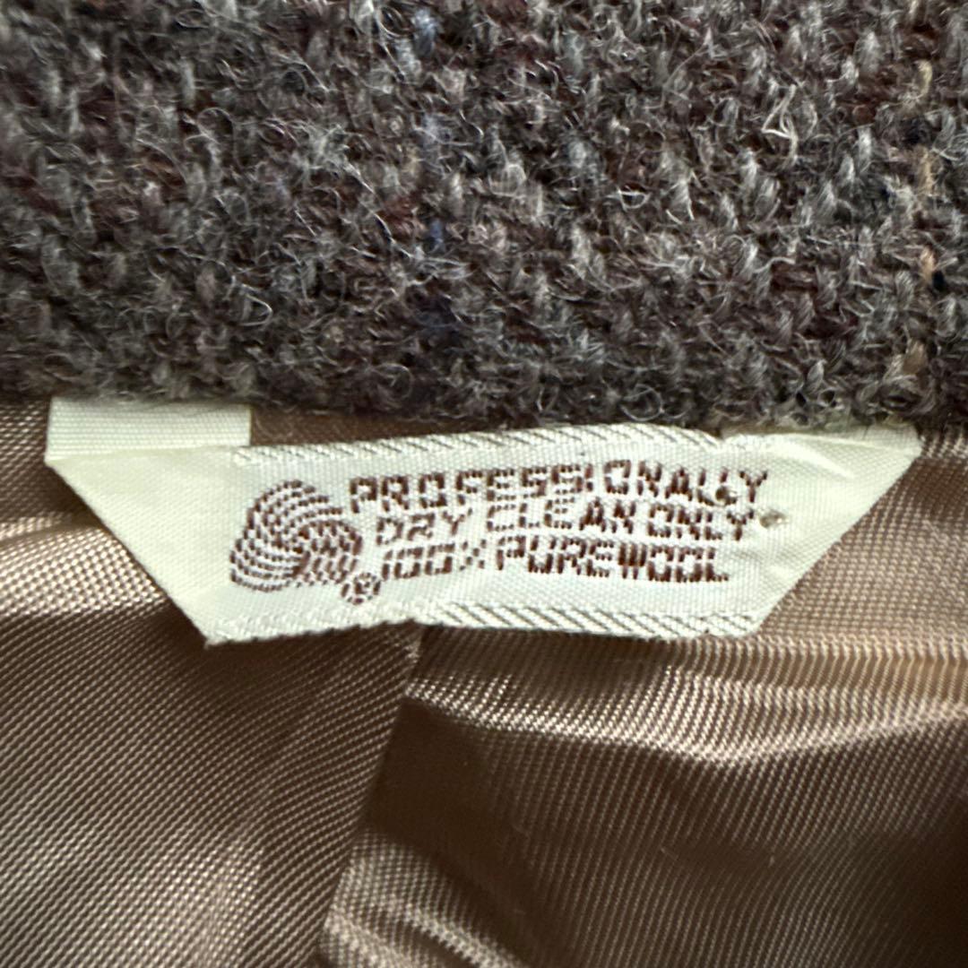 80s USA製 ハリスツイード テーラードジャケット ブラウン ヴィンテージ