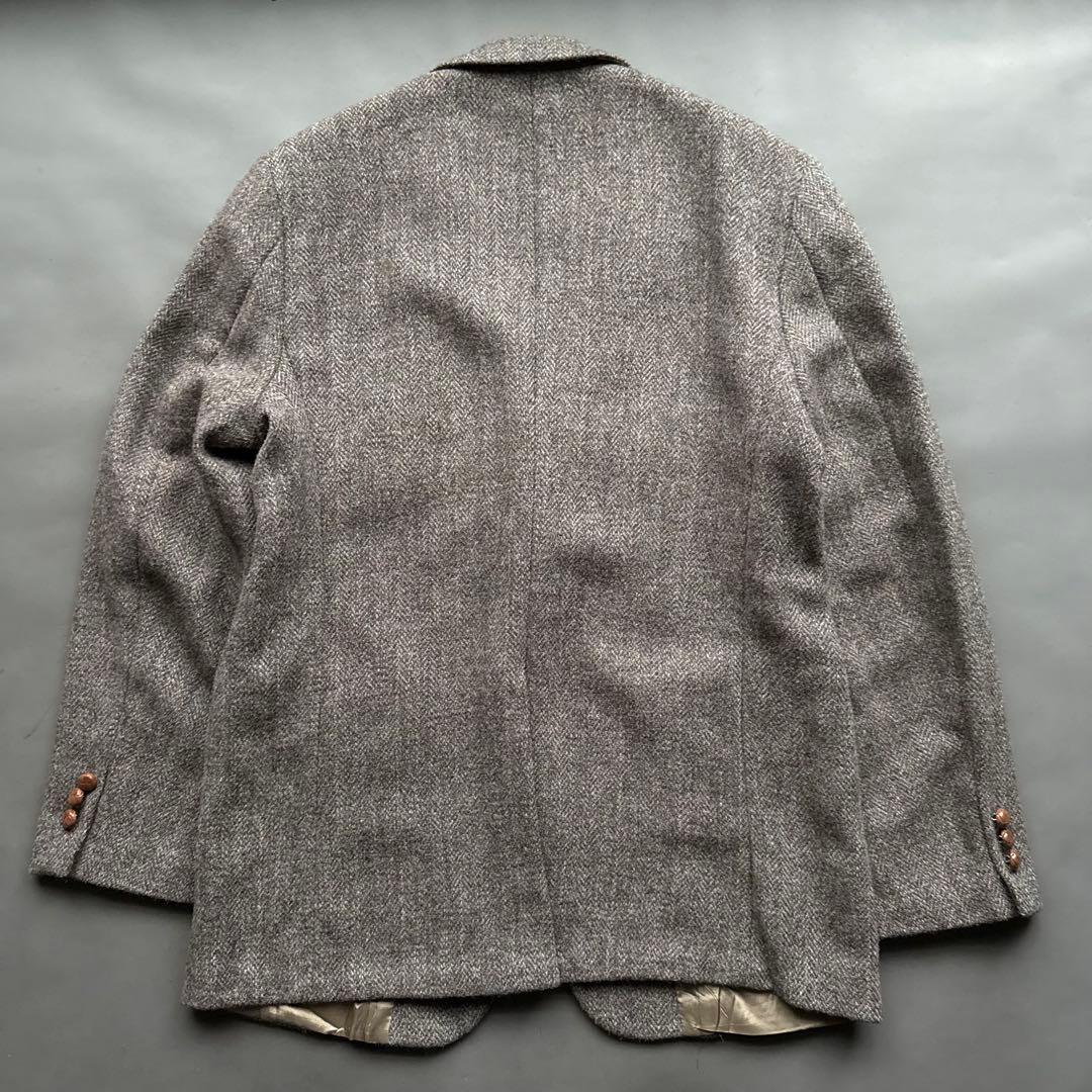 80s USA製 ハリスツイード テーラードジャケット ブラウン ヴィンテージ