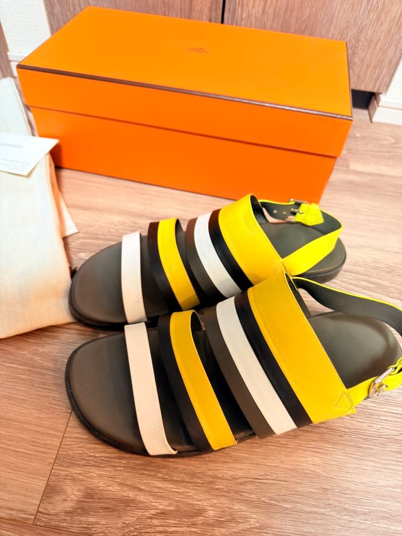 【美品】エルメス メンズ サンダル 42 裏張り済み 箱・保存袋付き