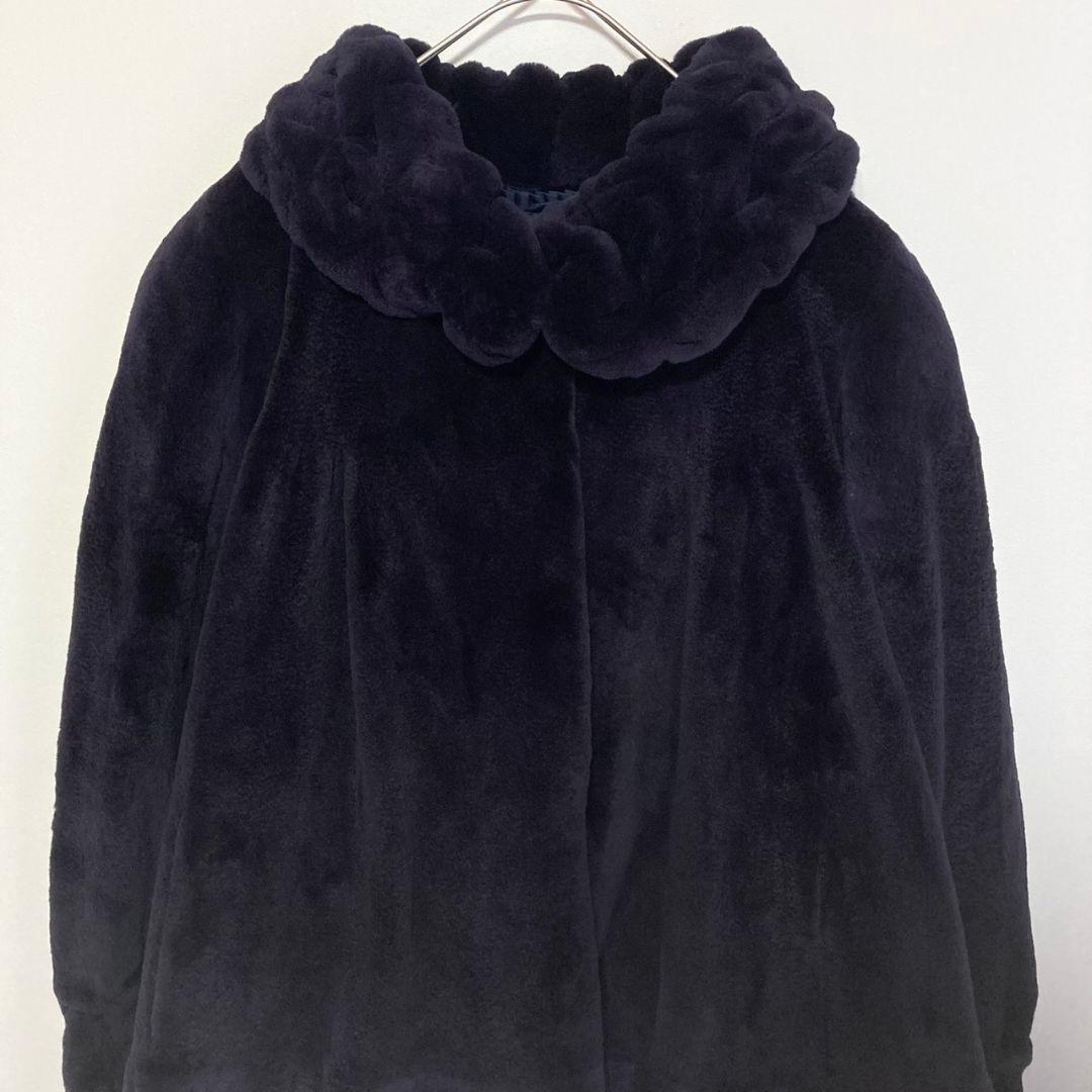 ナカムラファー リアルファー 毛皮 ロングコート フレア F ブラック系