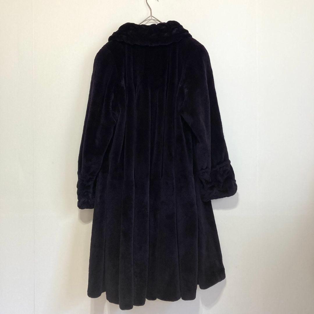 ナカムラファー リアルファー 毛皮 ロングコート フレア F ブラック系