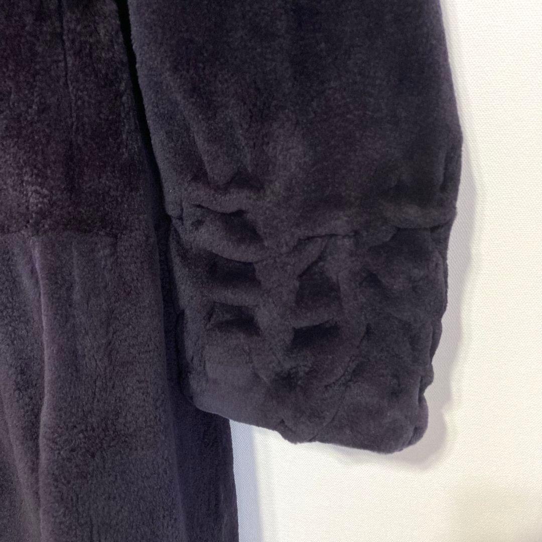 ナカムラファー リアルファー 毛皮 ロングコート フレア F ブラック系