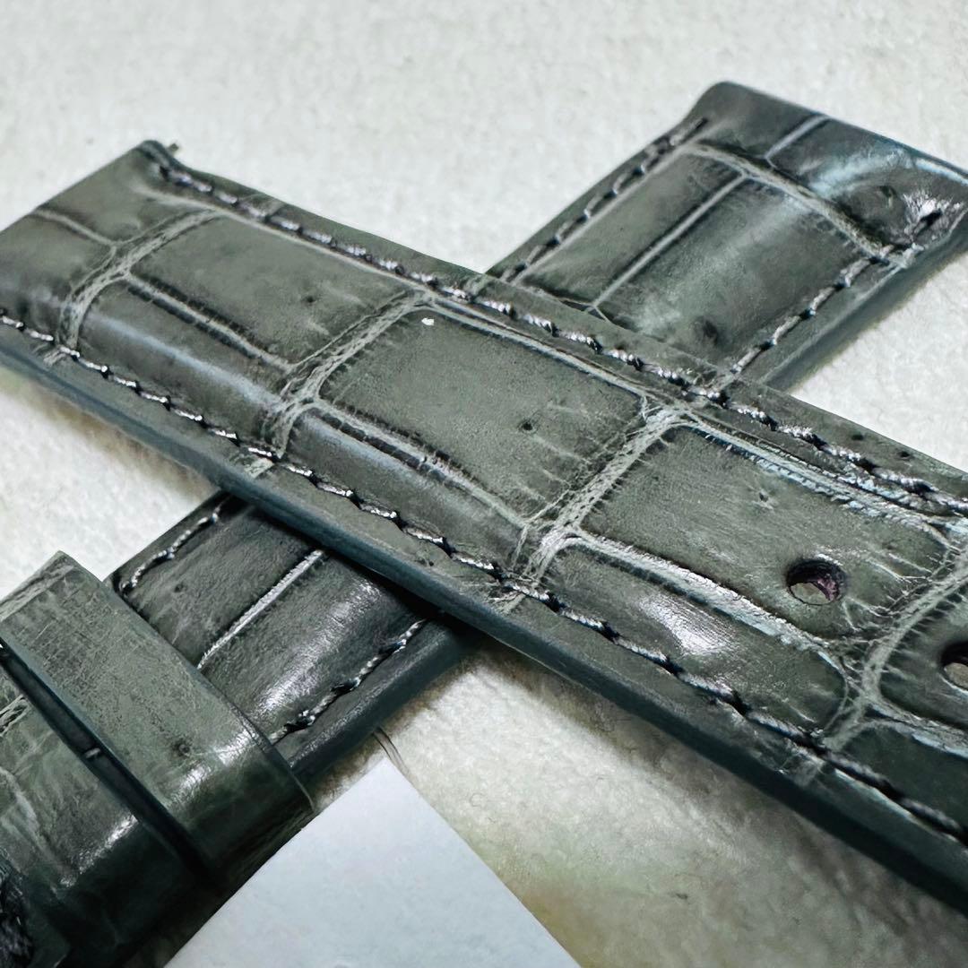 3063#20mm-18mmダークアッシュ★本物クロコダイルベルト★スイス製
