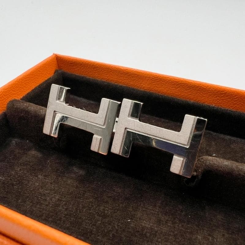 HERMES エルメス カフス スクエア H シルバー カフリンクス