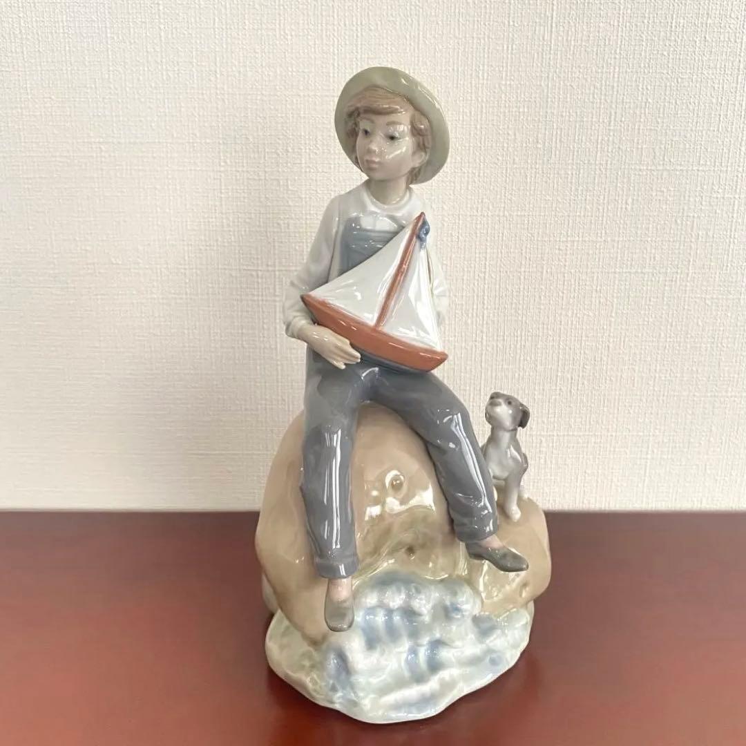 LLADRO リヤドロ 『 Sea Fever 』 ヨット 少年 犬 置物