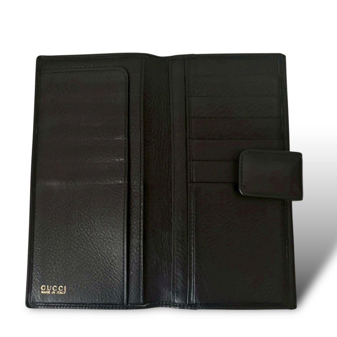 グッチ　長財布　ブラック　レザー　ゴールド金具
