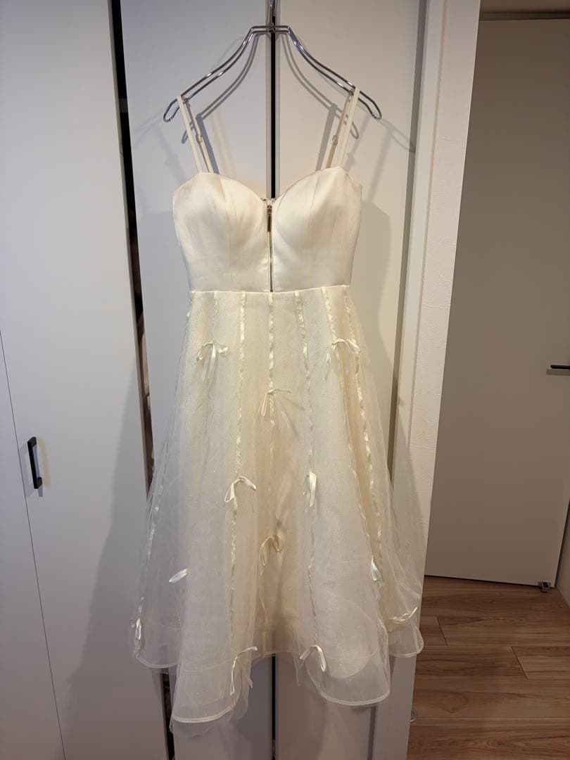 完売品　センタージップフレアリボンチュールミディキャバドレス