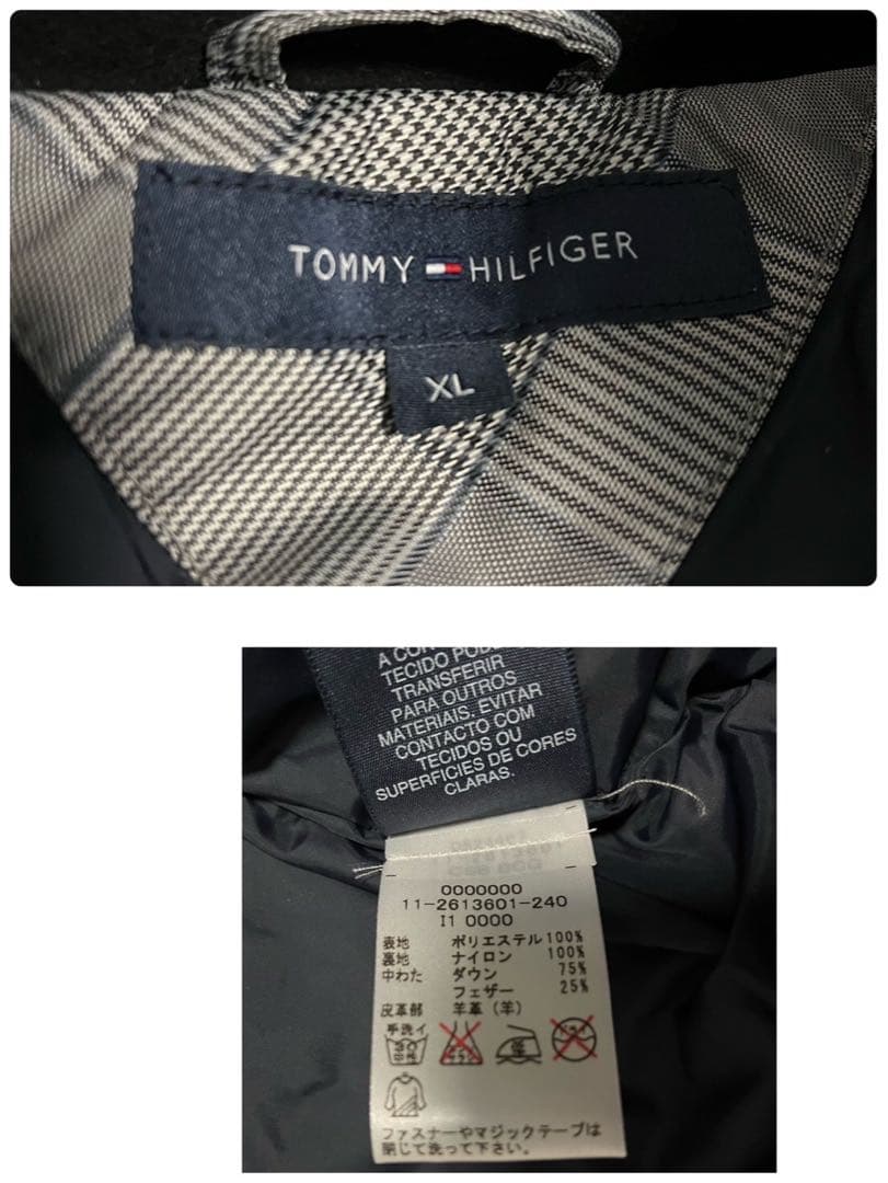   ダウンベスト　肉厚　刺繍ロゴ　チェック柄　XL