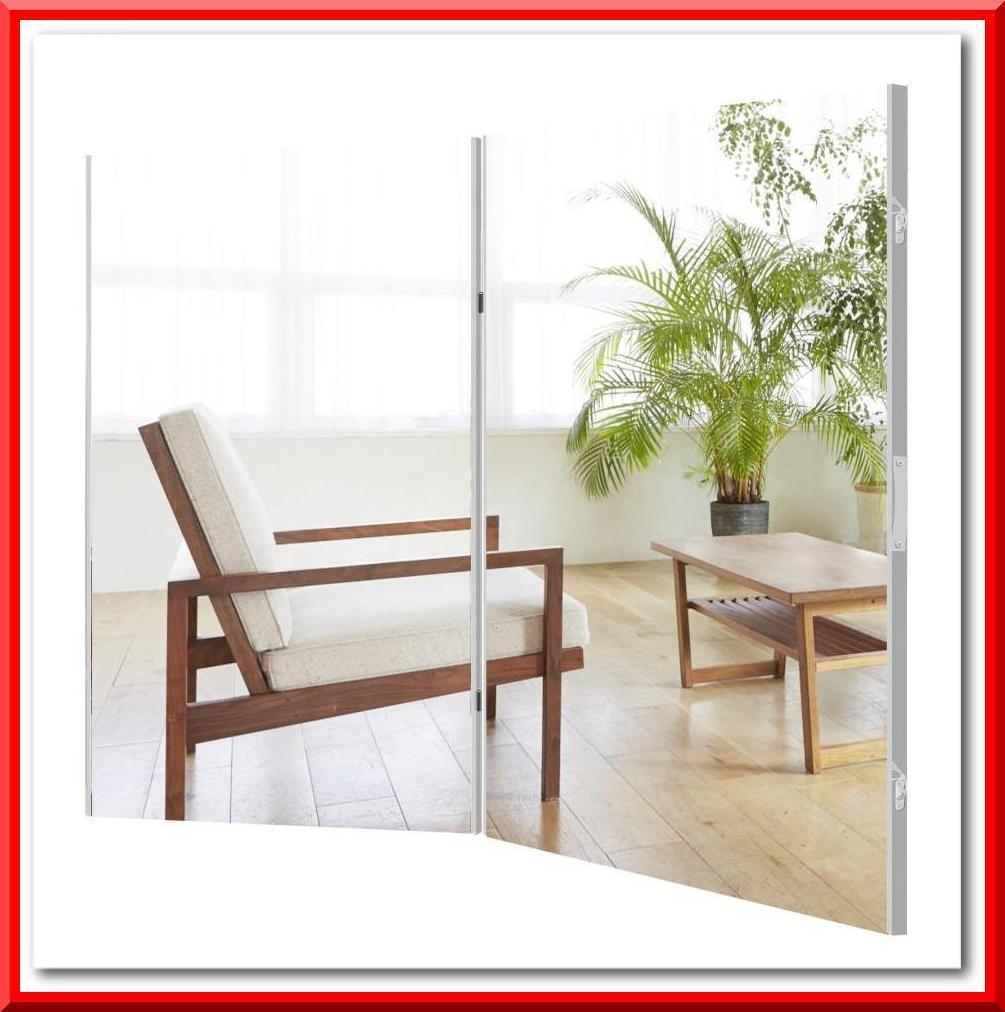 割れない鏡 折りたたみ 180度 360度展開 幅60cmx2枚（シルバー）