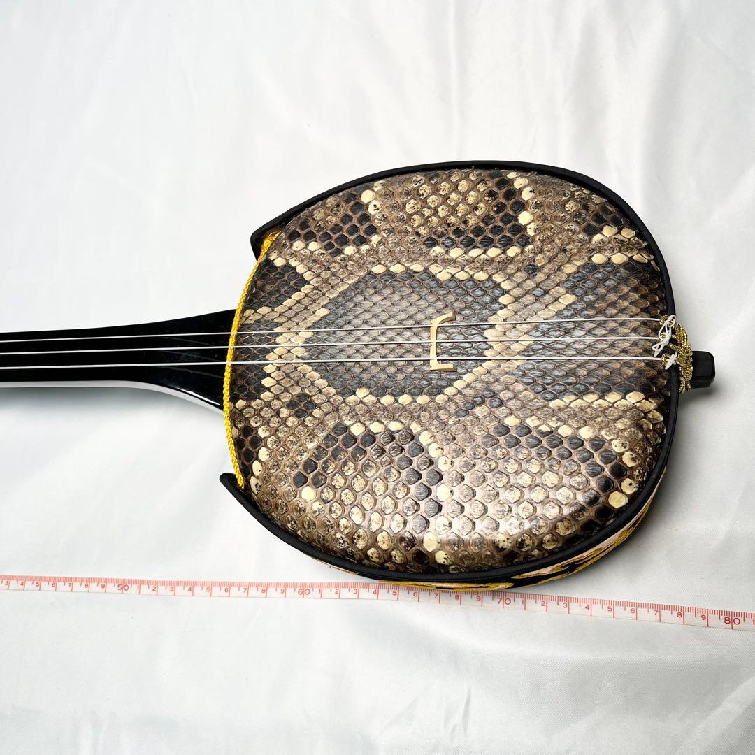 沖縄三線 蛇皮 本革 民謡楽器 民謡 和楽器 三線 ケース付