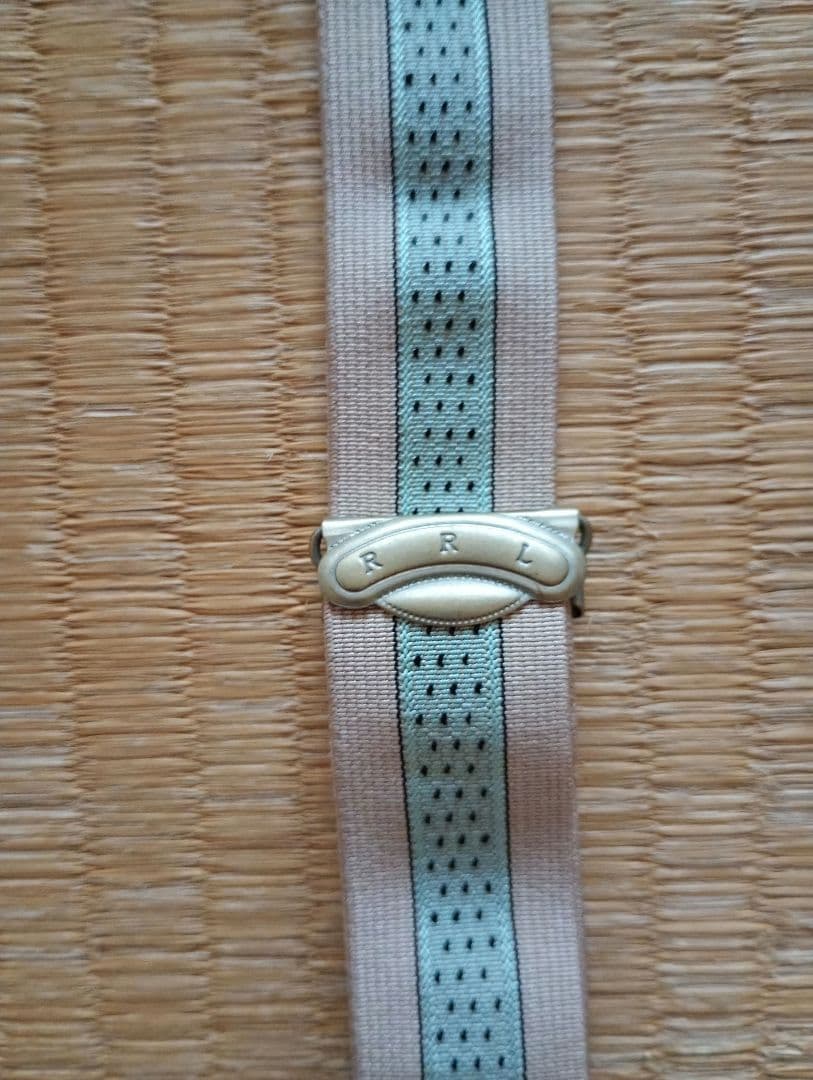 レア柄　RRL ストライプ サスペンダー レザー 牛革 ベルト ボルチモア