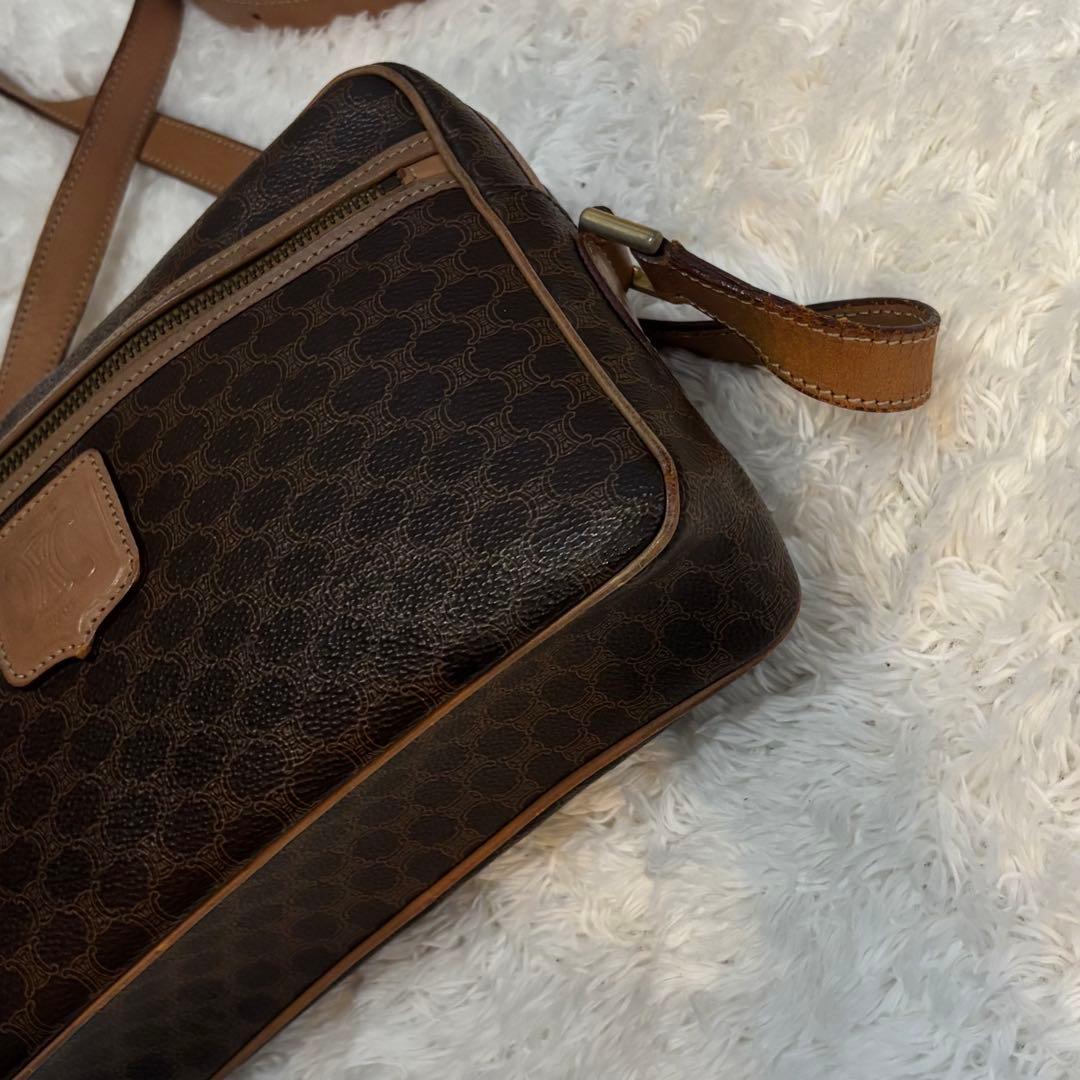美品 CELINE セリーヌ ショルダーバッグ マカダム 斜め掛け ブラウン