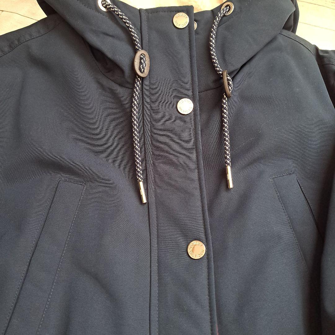 ポコちゃん【新品】ネイビー フード付きモッズコート XSサイズ 