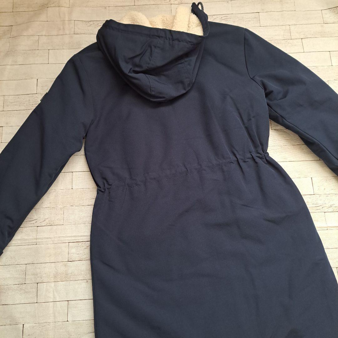 ポコちゃん【新品】ネイビー フード付きモッズコート XSサイズ 